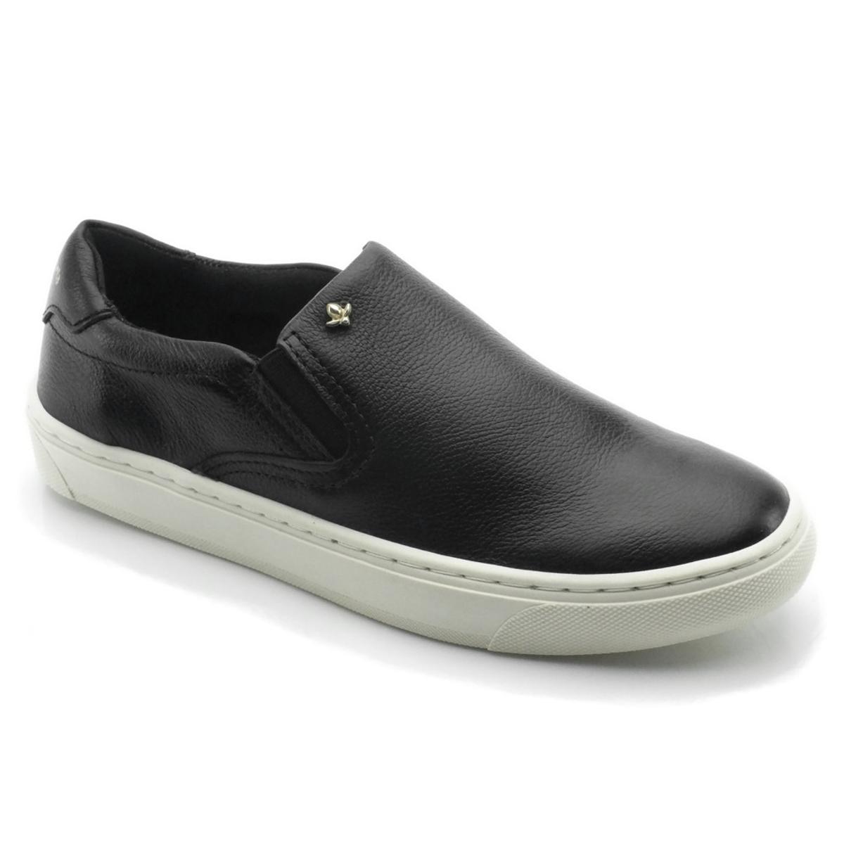 Tênis Cravo \u0026 Canela Slip On Couro Feminino - Preto | Netshoes